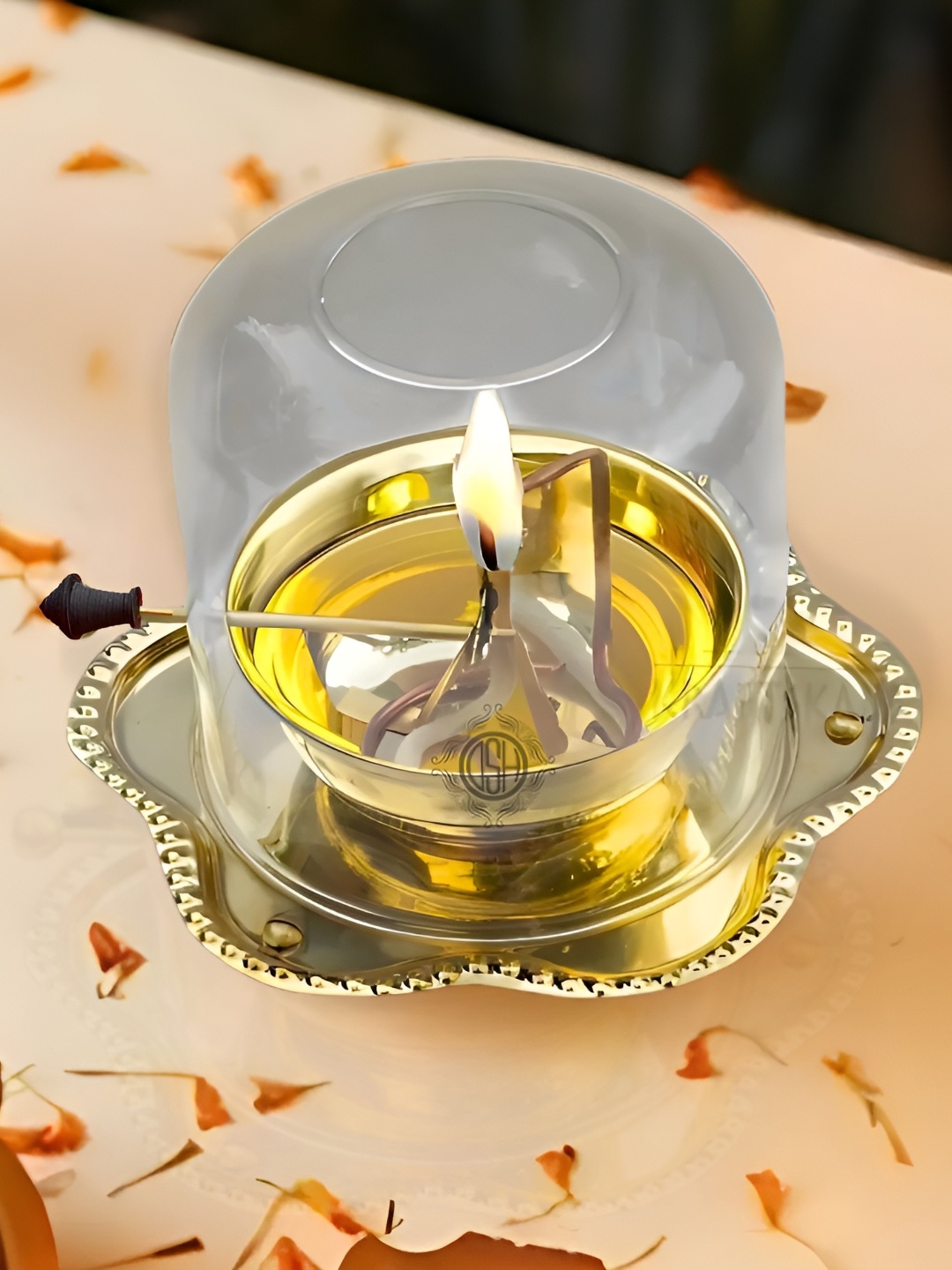 

DSH Crafting Your Curiosity Gold-Toned Brass Diya With Lid Pooja Essentials