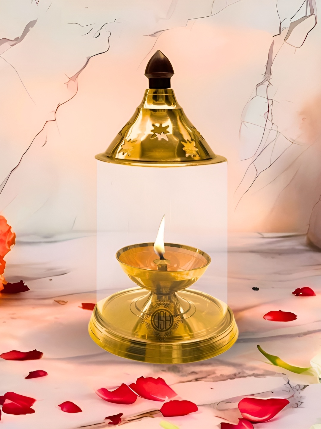 

DSH Crafting Your Curiosity Gold-Toned Brass Diya With Lid Pooja Essentials