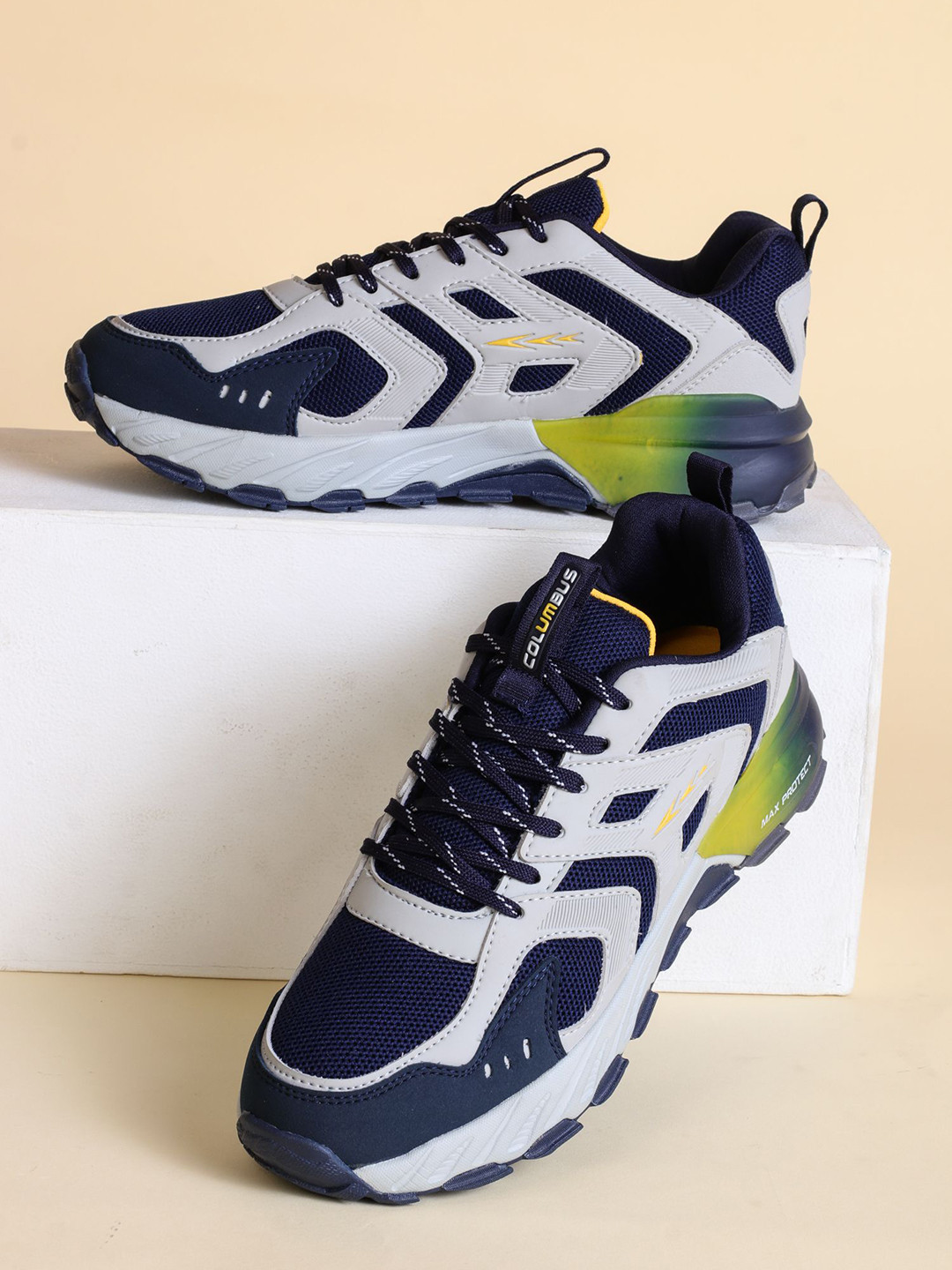 

Columbus Men Lace-Ups Colourblocked Sneakers, Navy blue