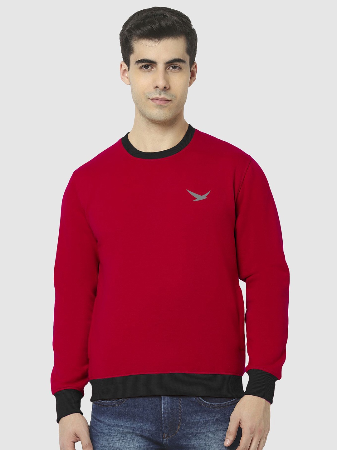 

HiFlyers Men Colourblocked Round Neck Sweatshirt, Red