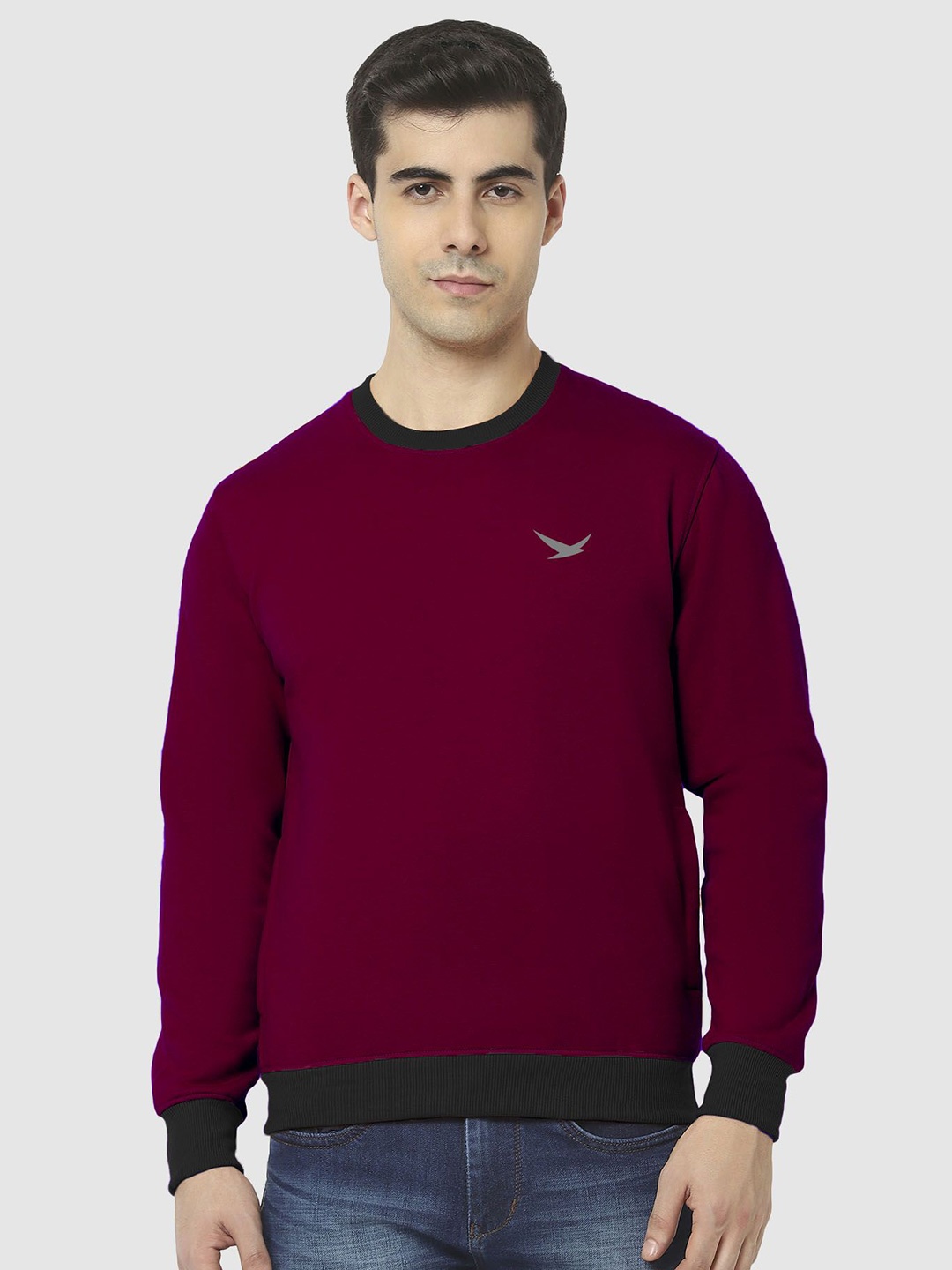 

HiFlyers Men Round Neck Pullover Sweatshirt, Maroon