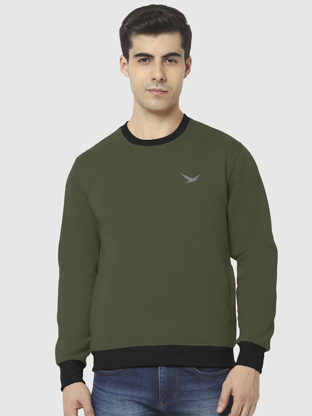 

HiFlyers Men Round Neck Long Sleeves Sweatshirt, Olive