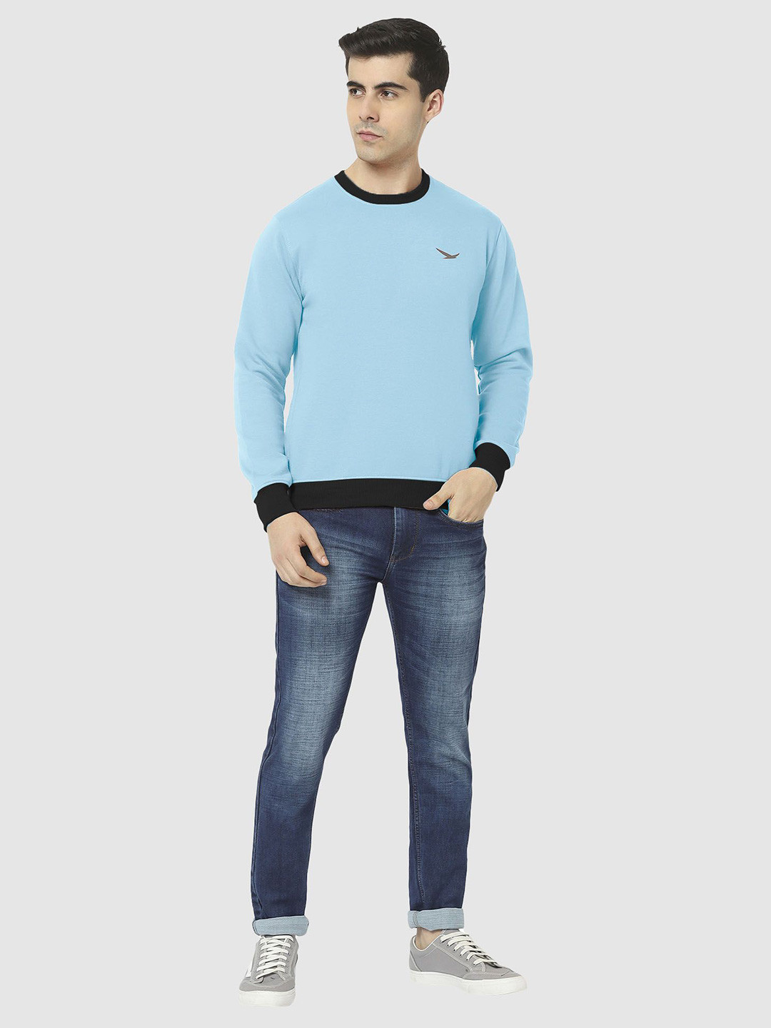 

HiFlyers Men Round Neck Sweatshirt, Turquoise blue
