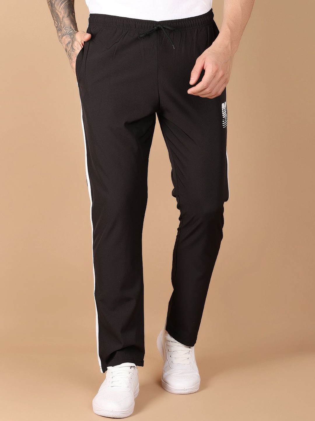 

V-Mart Men Cotton Regular Fit Track Pants, Black