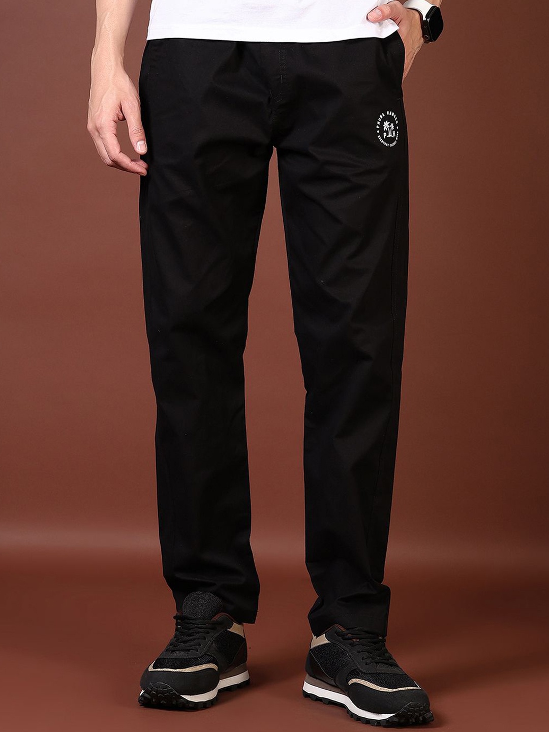 

V-Mart Men Cotton Mid-Rise Track Pants, Black