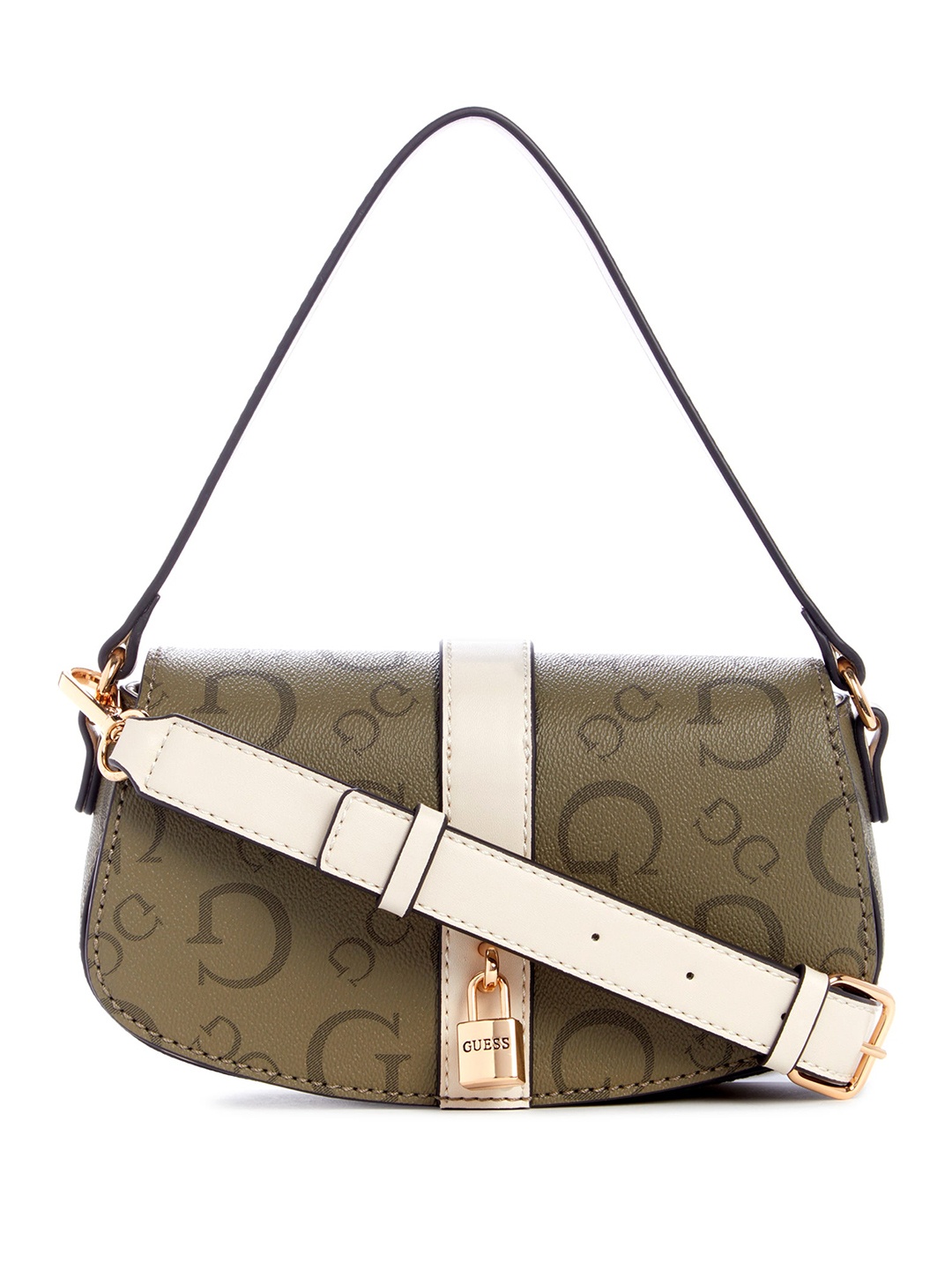 

GUESS Printed PU Structured Handheld Bag, Olive