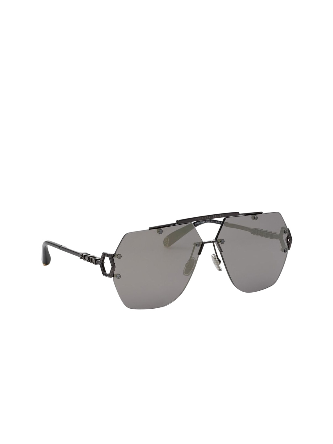 

PHILIPP PLEIN Unisex Aviator Sunglasses with UV Protected Lens SPP11166672XSG, Grey