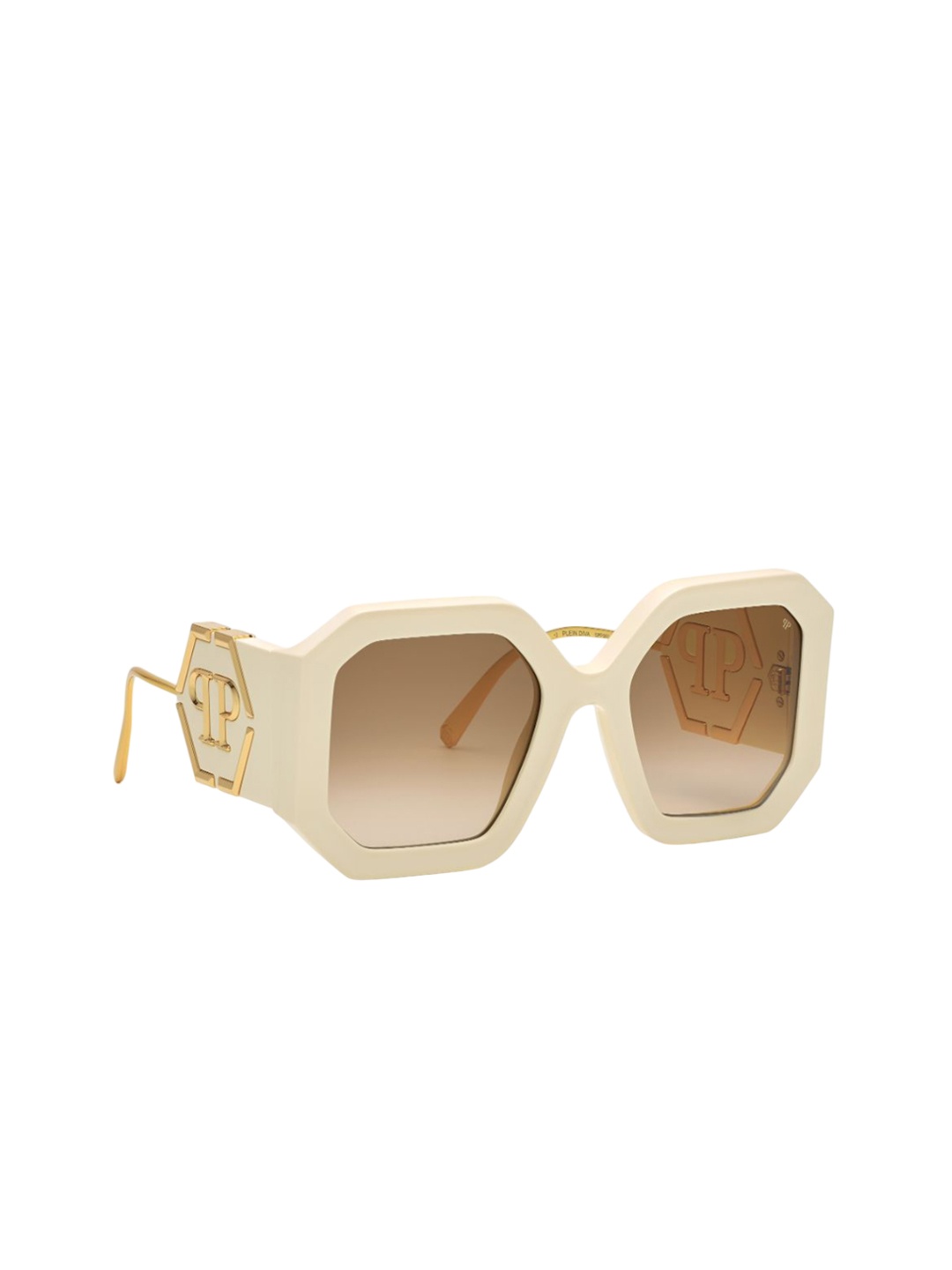 

PHILIPP PLEIN Women Full Rim Square Sunglasses with UV Protected Lens, White