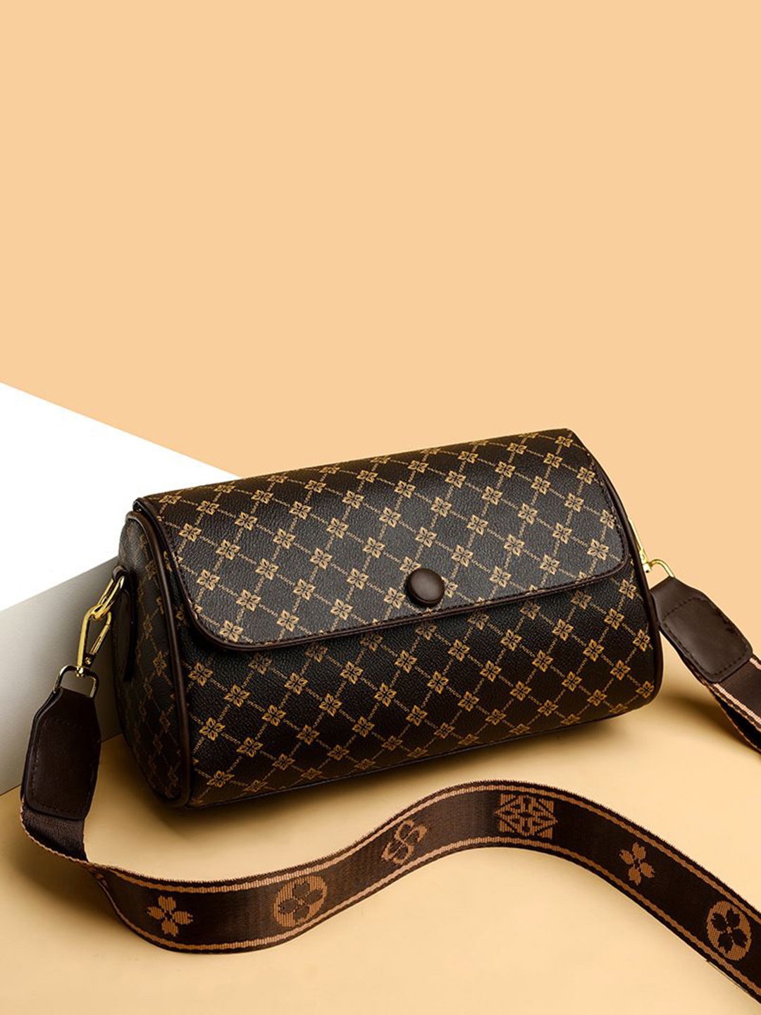 

Diva Dale Women Checked Crossbody Sling Bag, Brown