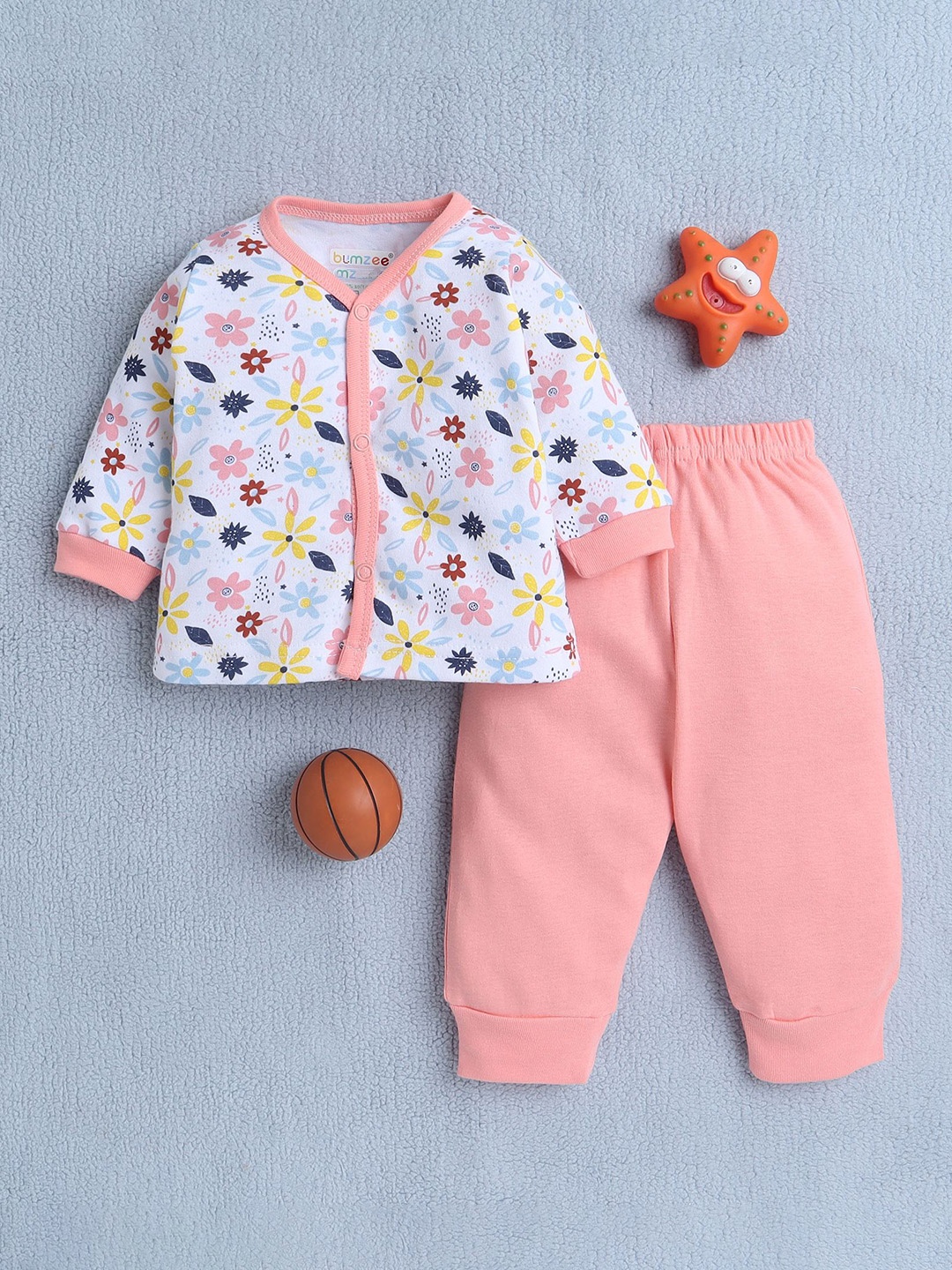 

BUMZEE Girls Printed Night suit, Peach