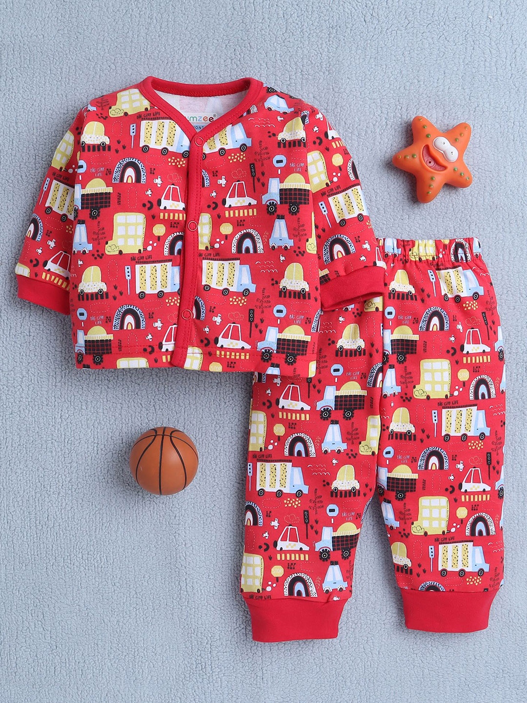 

BUMZEE Boys Printed Night suit, Red