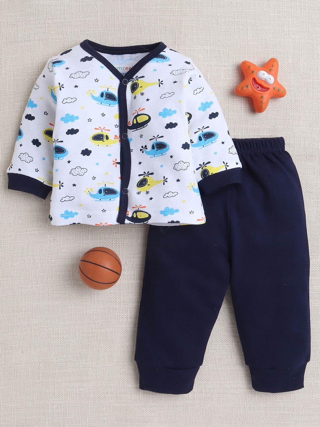 

BUMZEE Boys Printed Night suit, Navy blue