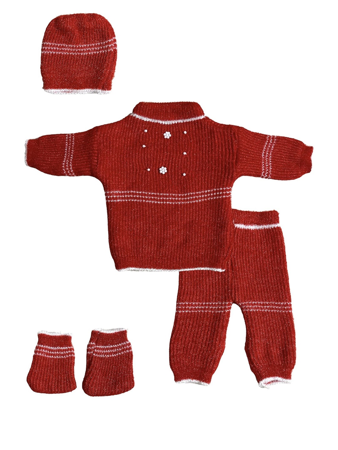 

The Creators Unisex Kids Striped Woollen Pullover, Red