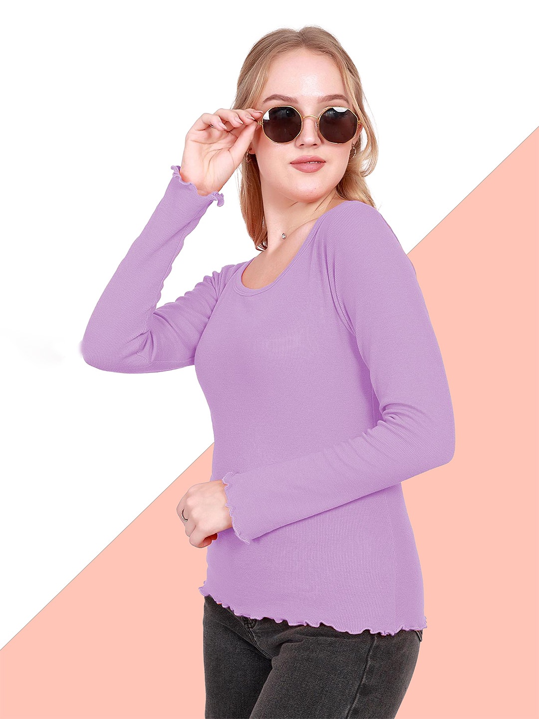 

BAESD Women Round Neck Fitted Top, Lavender