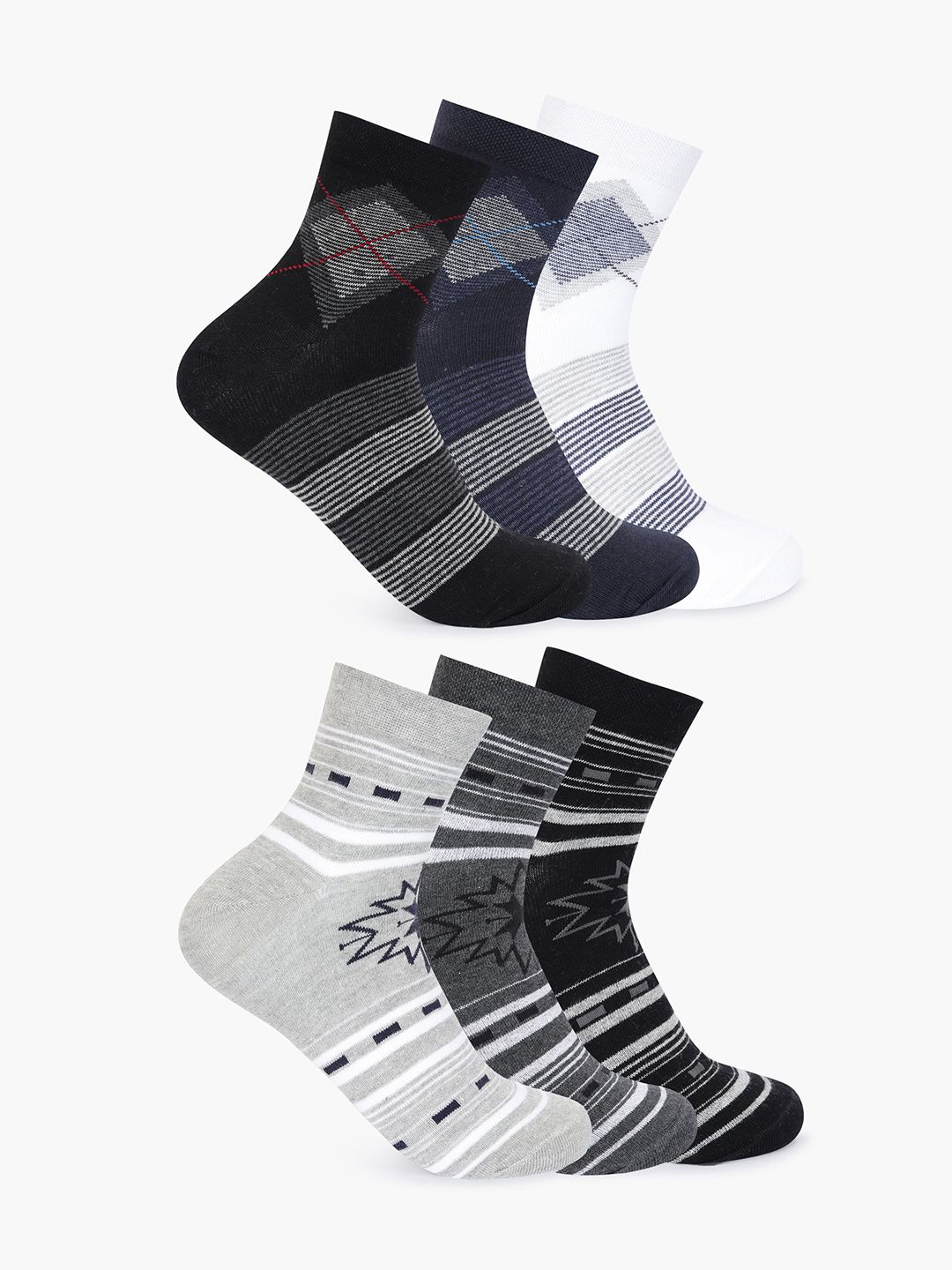

Mast & Harbour Pack Of 6 Patterned Above Ankle Socks, Black