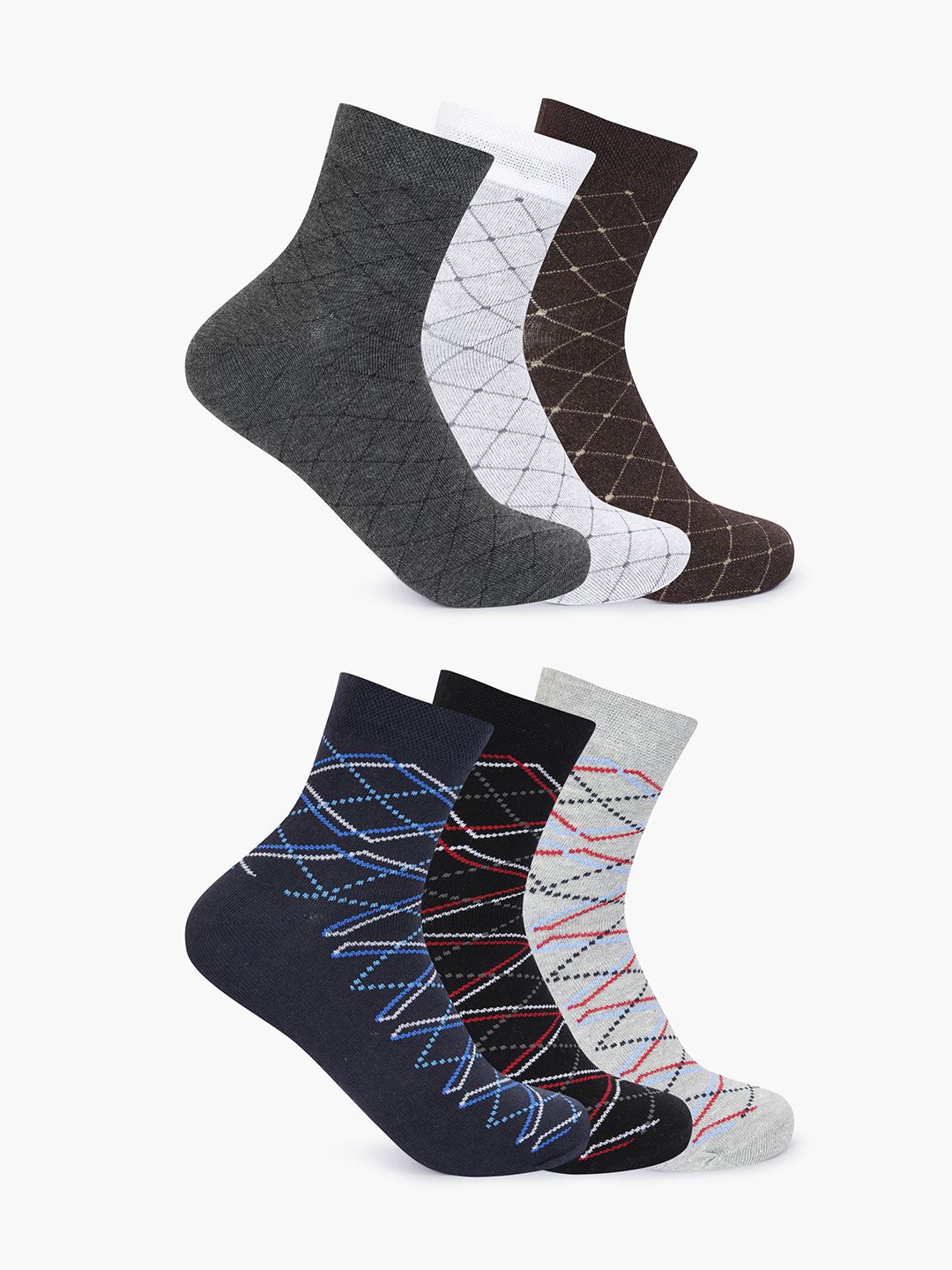 

Mast & Harbour Unisex Pack Of 6 Patterned Socks, Black