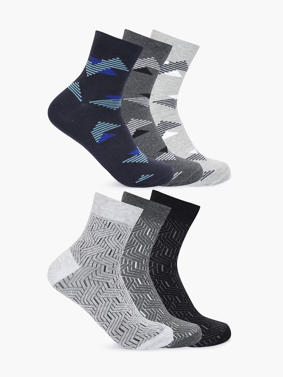 

Mast & Harbour Unisex Pack Of 6 Cotton Patterned Above Ankle Socks, Black