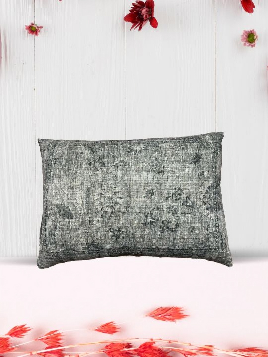 

SAJAVAT Grey Melange Pure Cotton Rectangle Pillow Cover