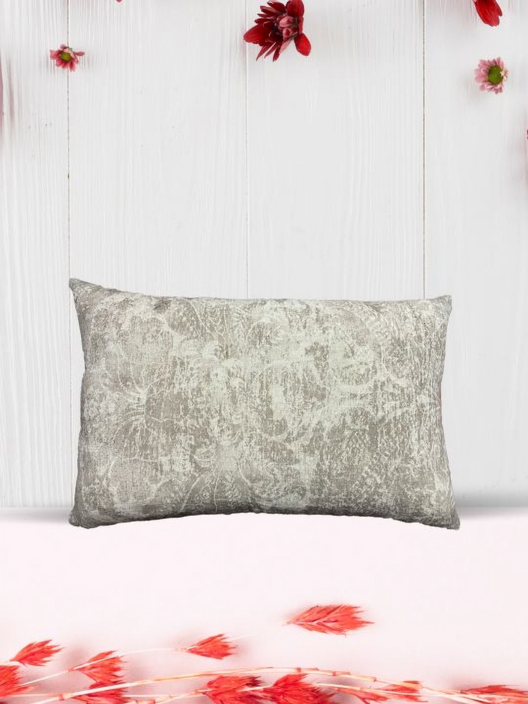 

SAJAVAT Beige & White Abstract Printed Pure Cotton Rectangle Pillow Cover