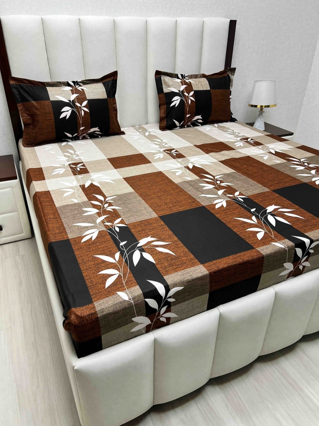 

Pure Decor Velar Sib Brown Floral Printed Pure Cotton 260TC King Bedsheet Set 2.74 x 2.74m