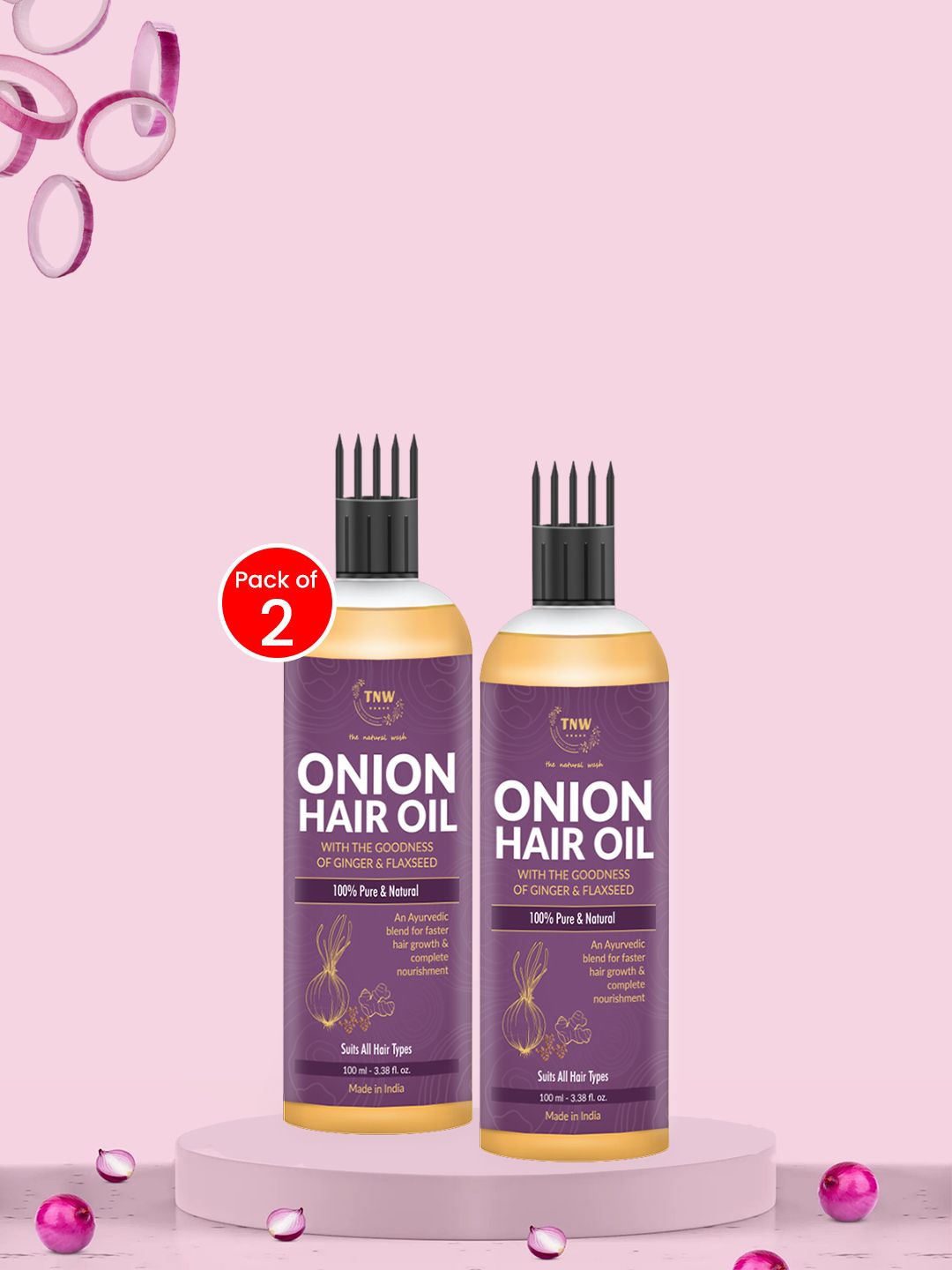 

TNW the natural wash Set Of 2 Onion Hair Oil - 100 ml Each, Yellow