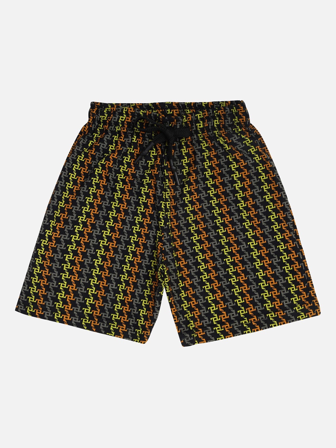 

DYCA Boys Cotton Printed Mid-Rise Knee Length Shorts, Black