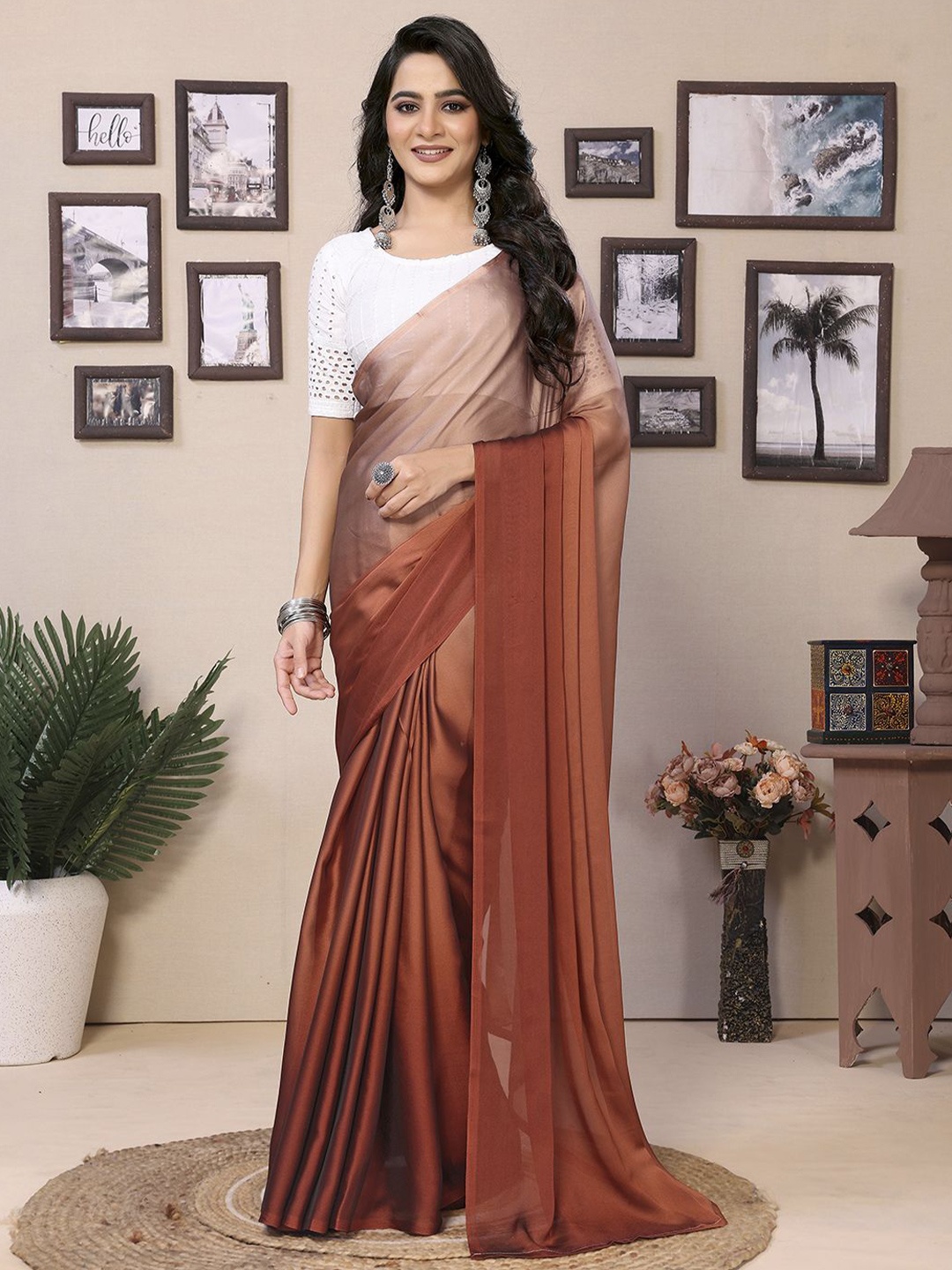 

Panzora Ombre Ready to Wear Saree, Orange