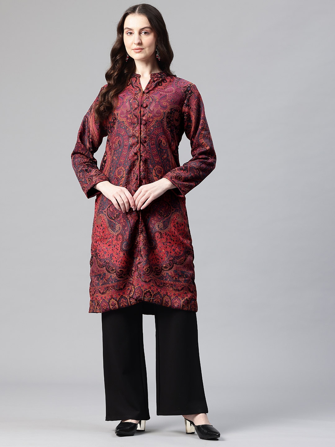 

SWI Stylish Women Floral Lightweight Pheran Tailored Jacket, Multi