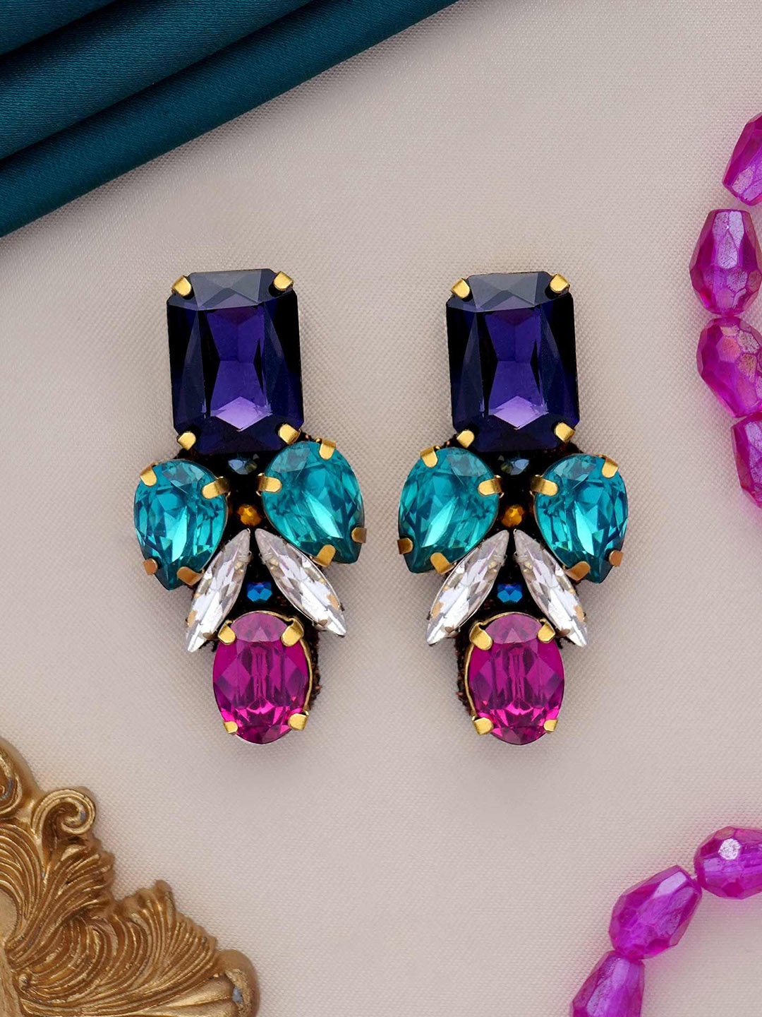

EVERSTYLISH Sanjoya Artificial Stones Studded Classic Studs, Purple