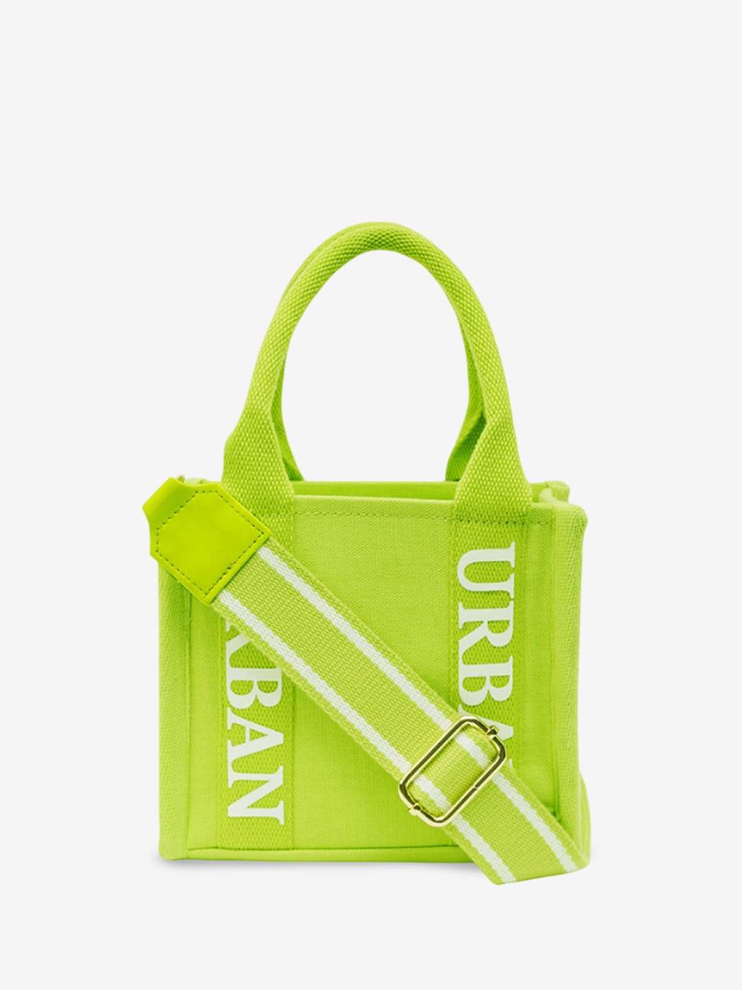 

Rizir Women Typography Printed Crossbody Cotton Handheld Bag, Lime green