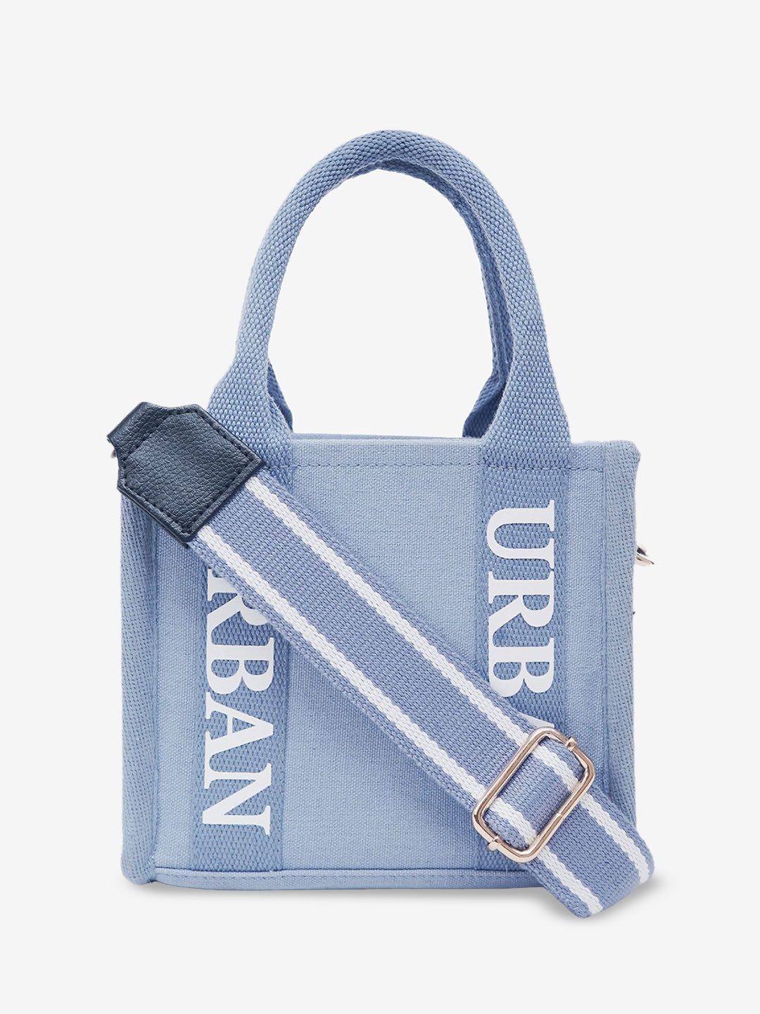 

Rizir Women Typography Printed Crossbody Cotton Handheld Bag, Blue