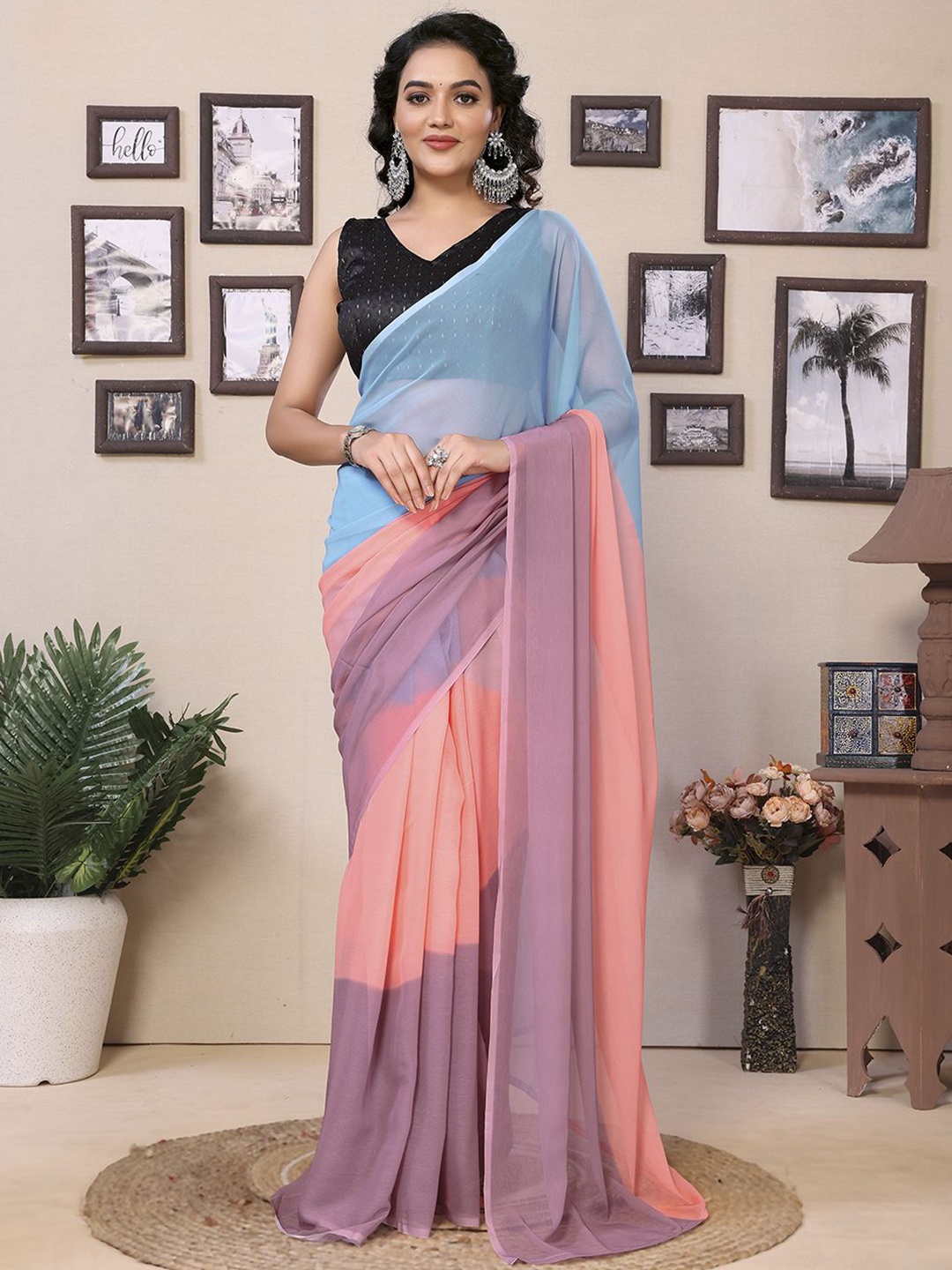 

Panzora Ombre Ready to Wear Saree, Blue