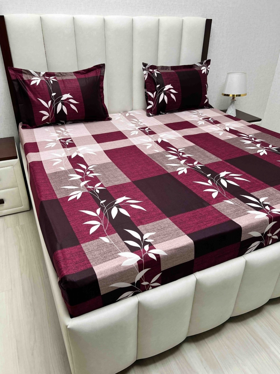 

Pure Decor Velar Sib Purple & White Floral Pure Cotton King Bedsheet Set-2.74mx2.74m