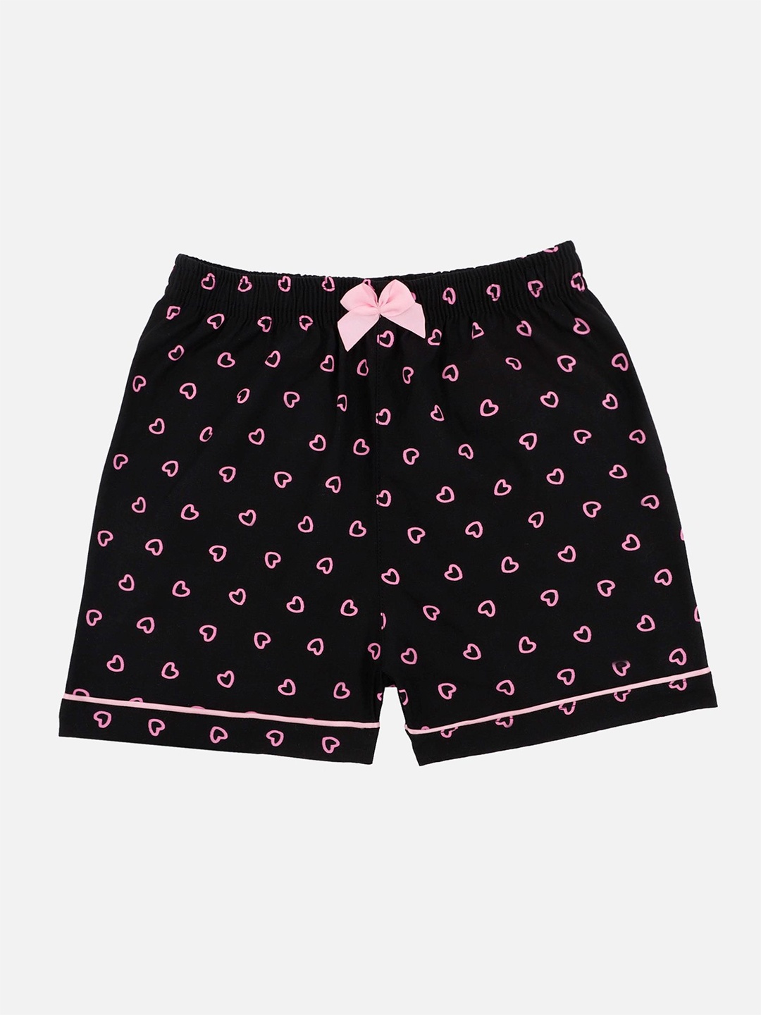 

Bodycare Kids Girls Printed Cotton Shorts, Black