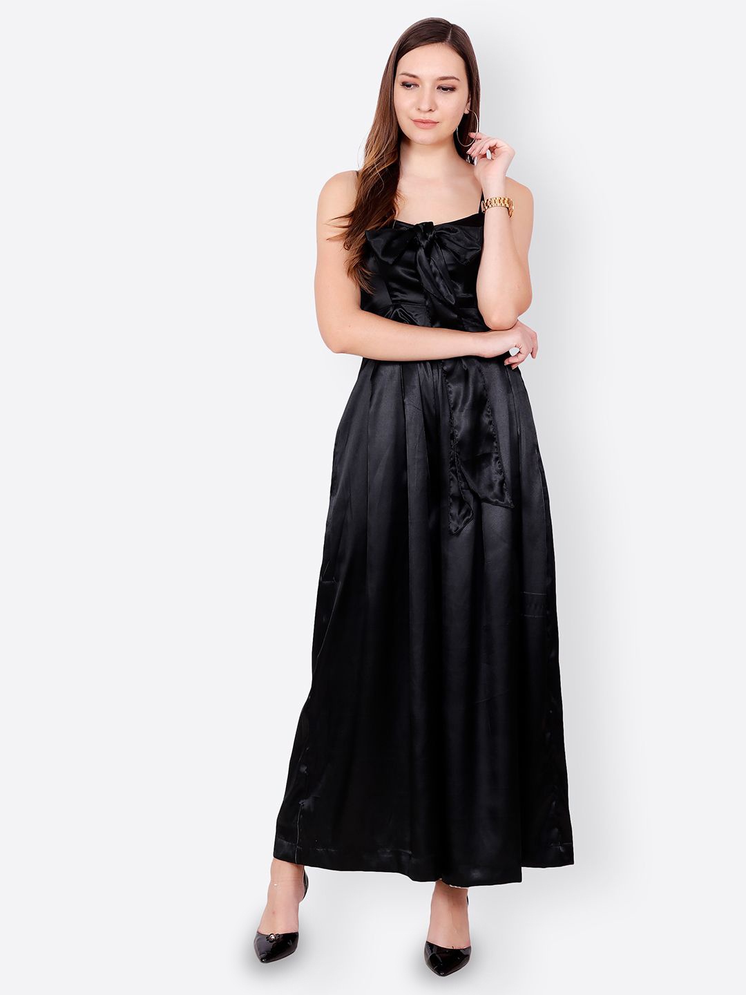 

BAESD Women Square Neck Bow Detailed Basic Jumpsuit, Black