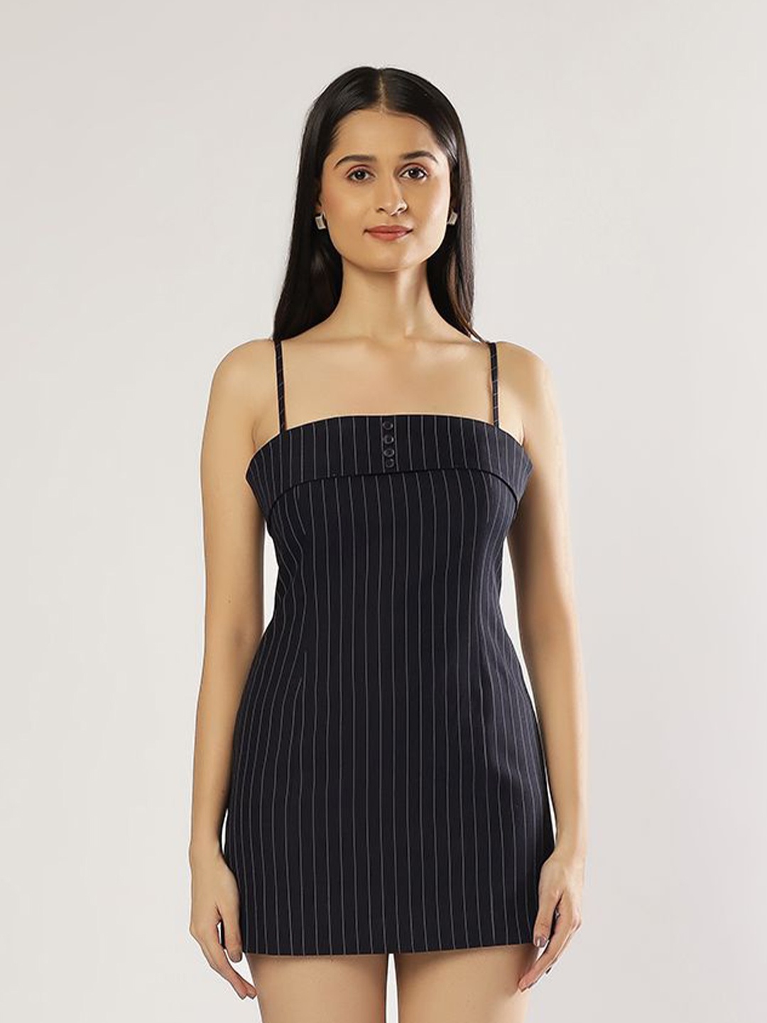 

PEACH & PANDA Women Cotton Bodycon Mini Dress, Blue