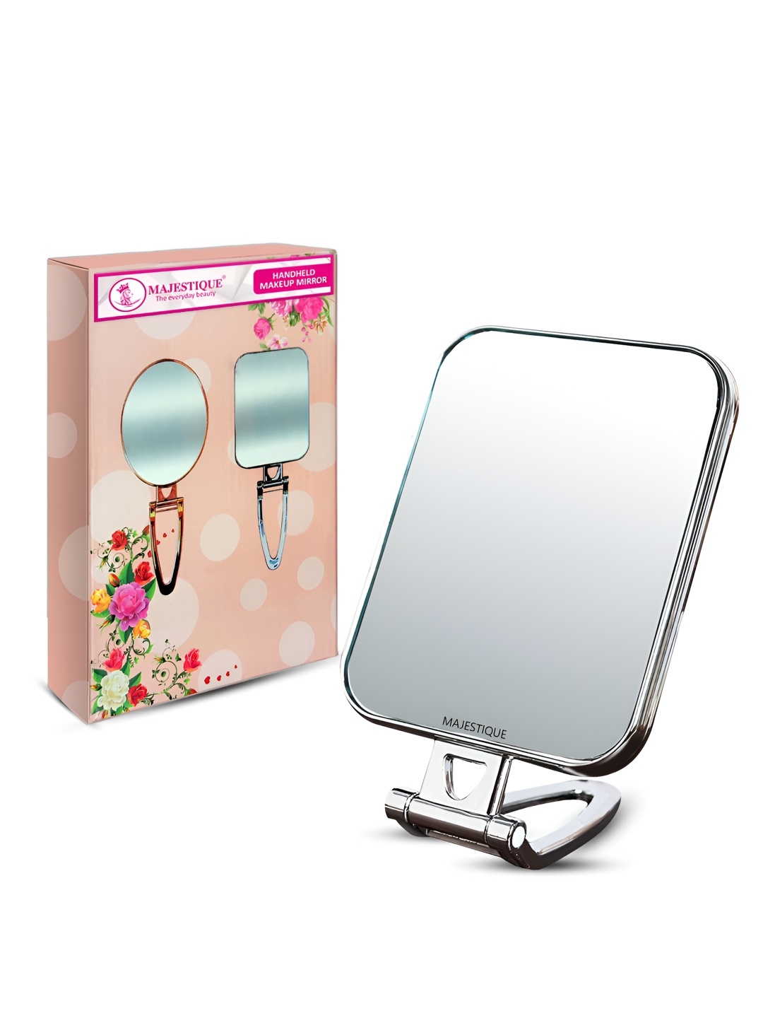 

MAJESTIQUE White Foldable Rotating Desk Mirror With Stand