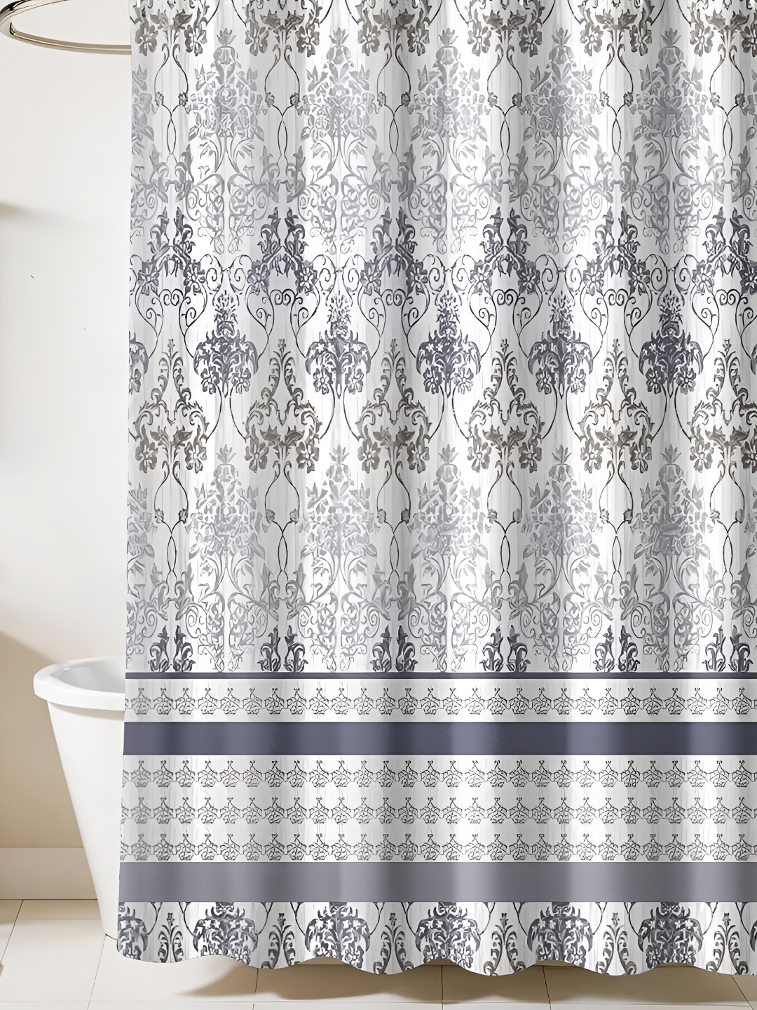 

HomeCloud Grey & White Ethnic Motifs Printed Waterproof Shower Curtain