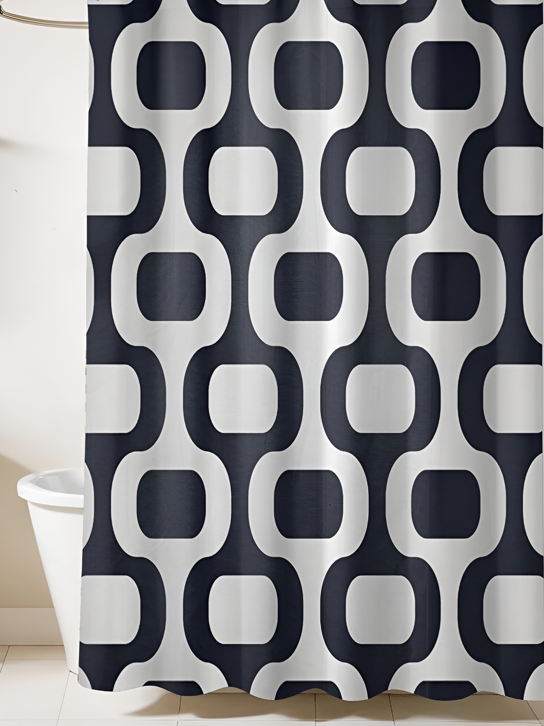 

HomeCloud Black & White Geometric Printed Waterproof Shower Curtain
