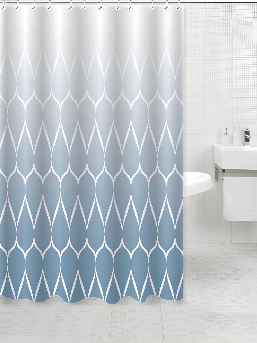 

HomeCloud Blue & White Abstract Printed Waterproof Shower Curtain