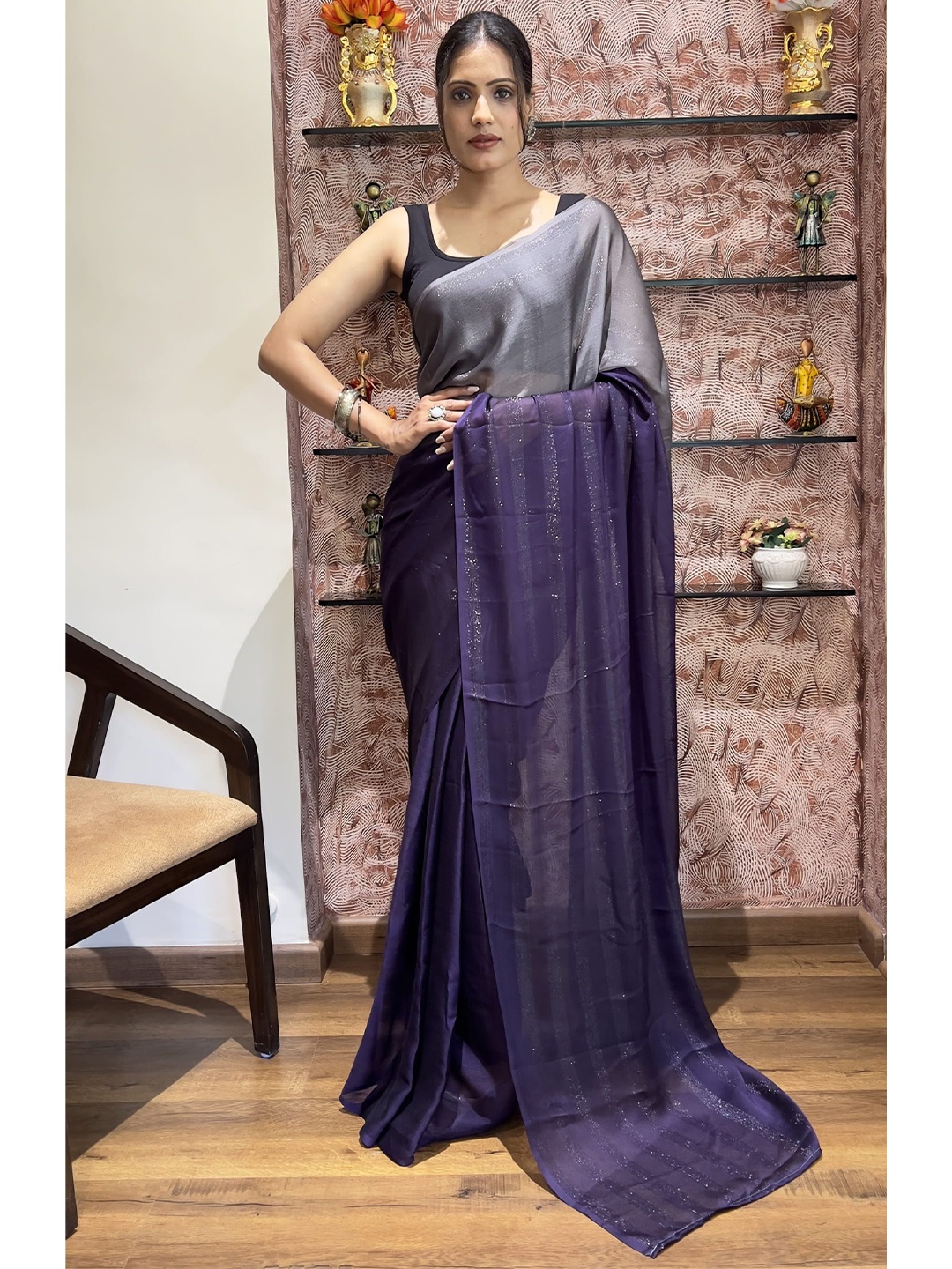

Mitera Ombre Zari Ready to Wear Saree, Blue