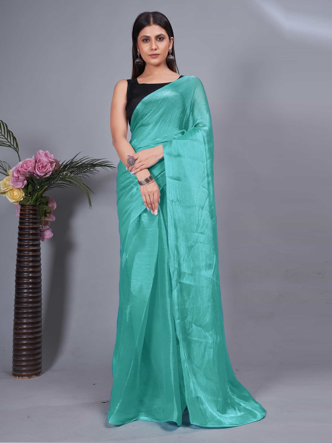 

Mitera Zari Pure Crepe Ready to Wear Saree, Blue