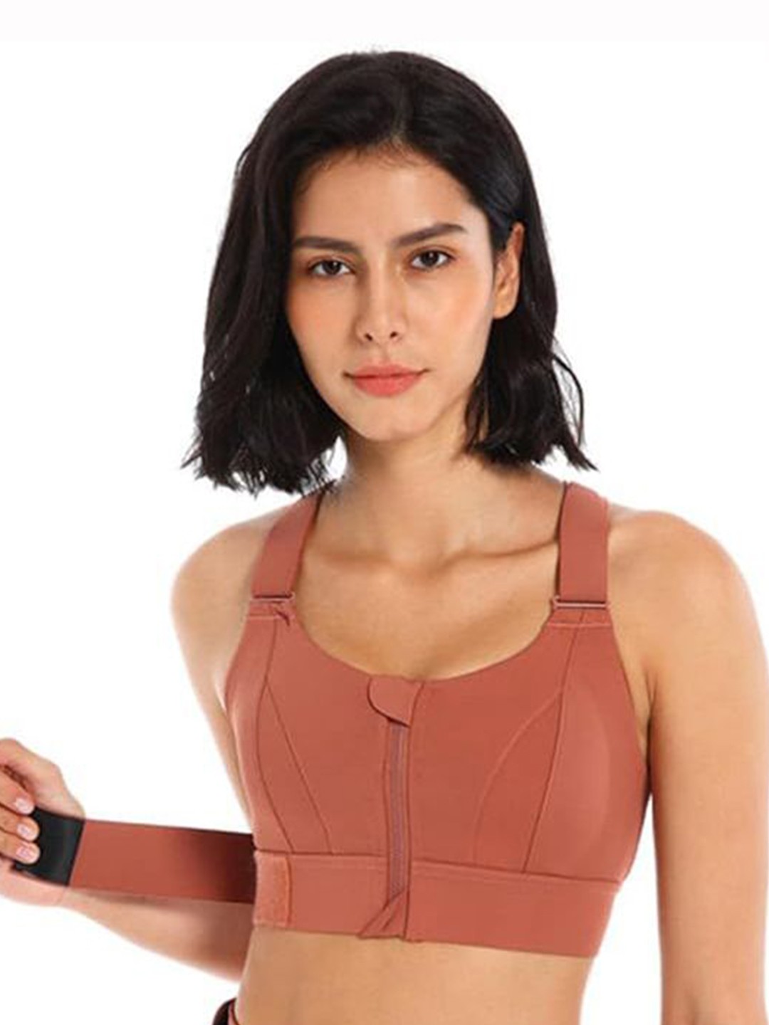 

SHOPPY VILLA Women Full Coverage Lightly Padded Workout Bra, Brown