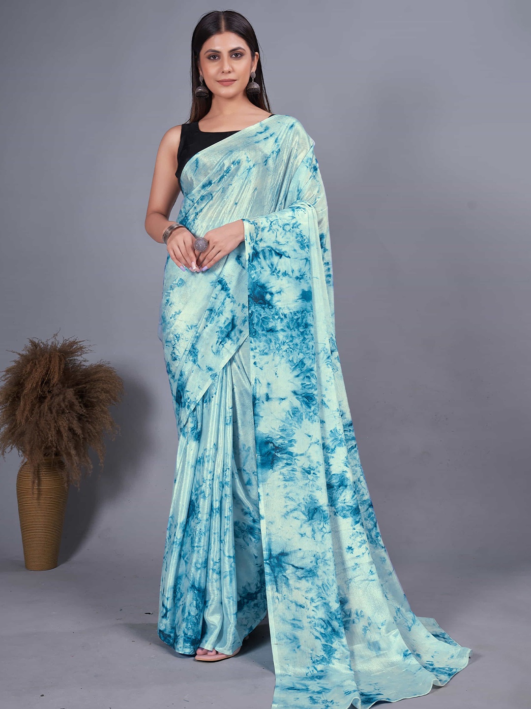 

Mitera Tie and Dye Pure Chiffon Ready to Wear Saree, Blue