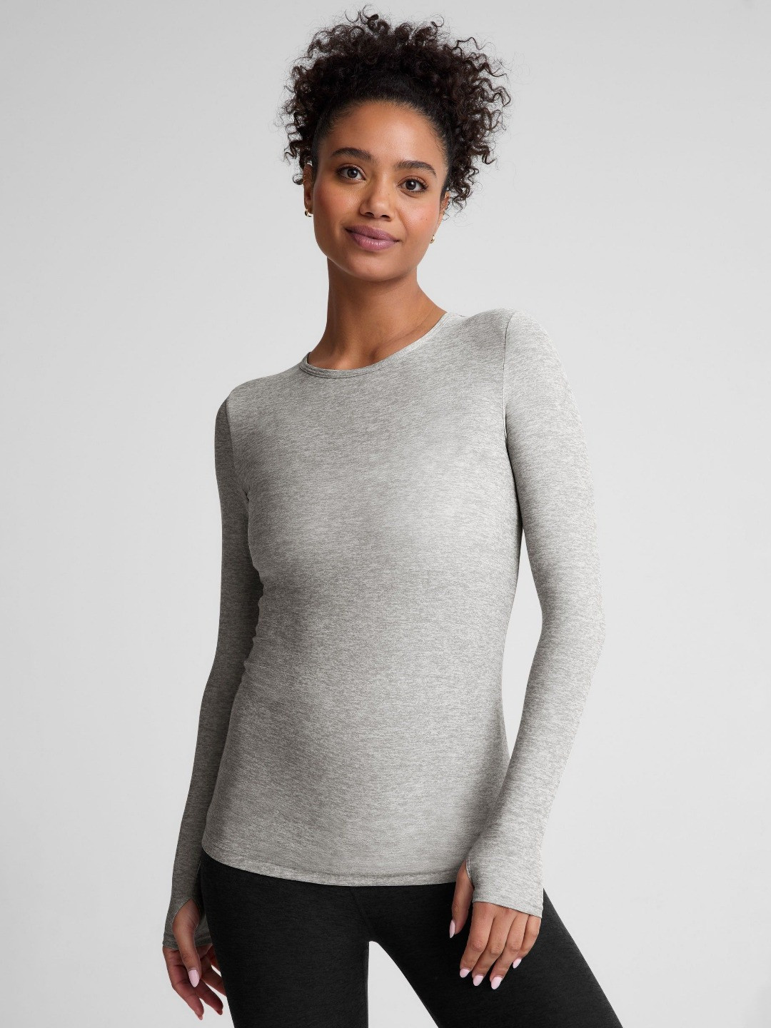 

appulse Women Solid Round Neck Cotton Slim Fit T-shirt, Grey melange
