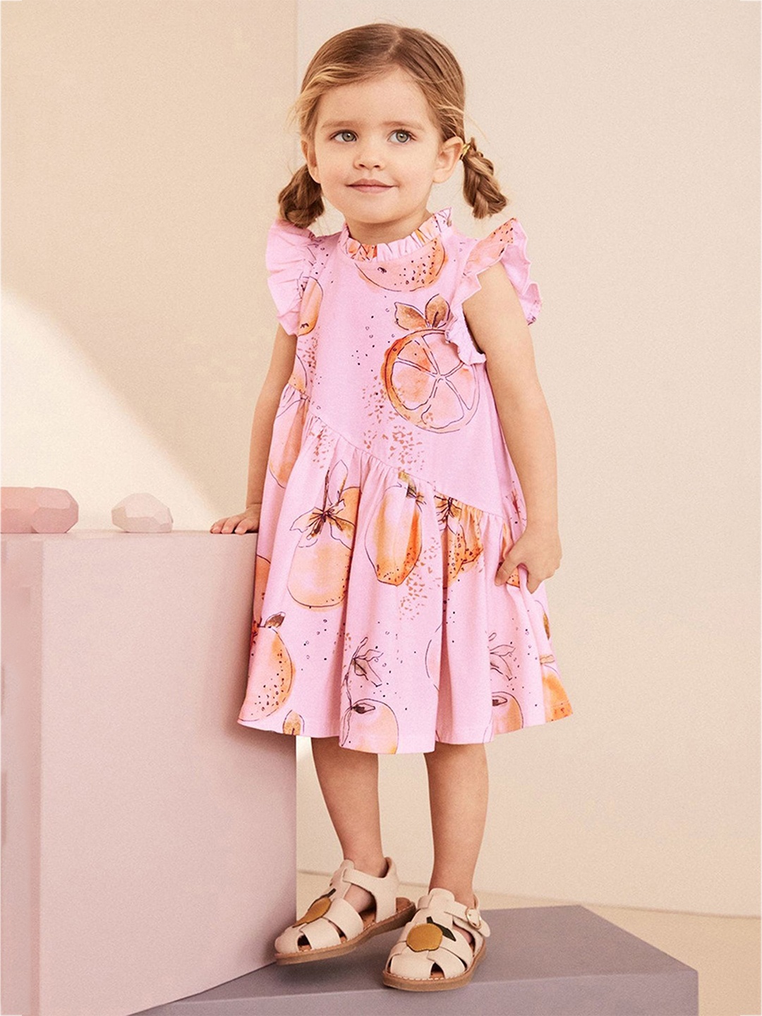 

LULU & SKY Girls Floral Printed A-Line Dress, Pink