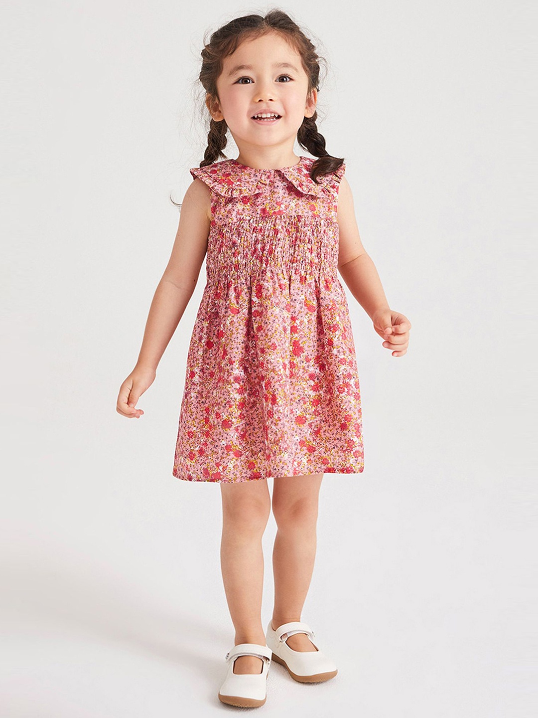 

LULU & SKY Girls Floral Print Peter Pan Collar A-Line Dress, Multi