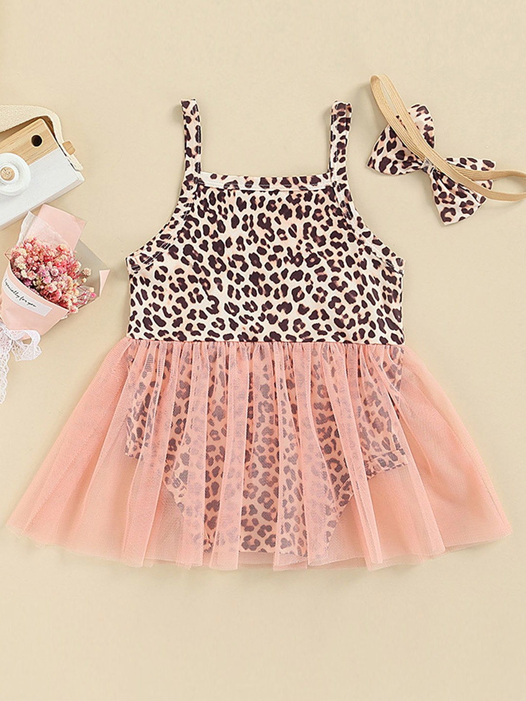 

LULU & SKY Girls Animal Printed Fit & Flare Dress With Headband, Pink