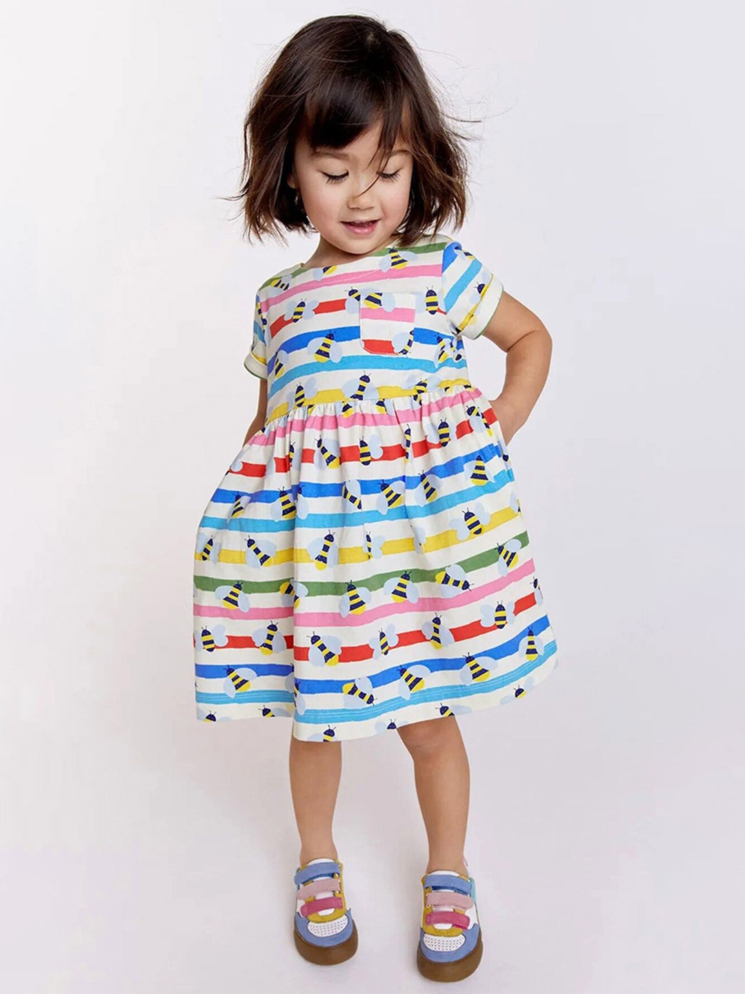 

LULU & SKY Print Fit & Flare Cotton Dress, White
