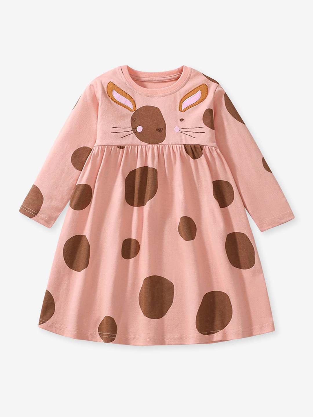 

LULU & SKY Girls Polka Dot Print Cotton Empire Dress, Brown
